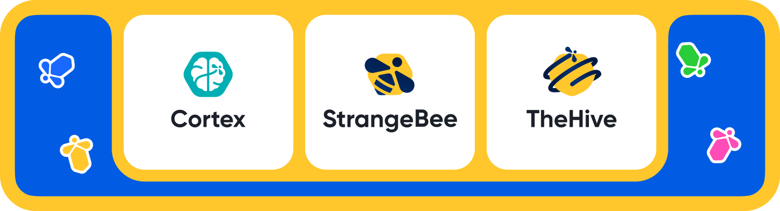 StrangeBee logo, TheHive logo, Cortex logo